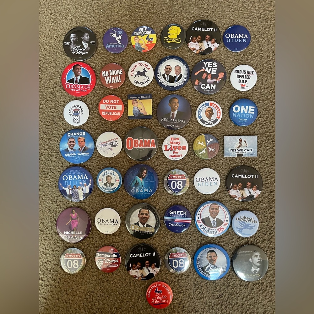 43 Never Used Obama, Biden, Democrat Campaign Buttons